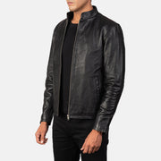 Black Cowhide Leather Biker Jacket - Vista trasera con ajuste entallado en hombros y bajo impecable