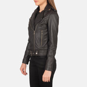 Brown Sheepskin Leather Biker Jacket - Vista trasera con ajuste entallado en hombros y bajo impecable