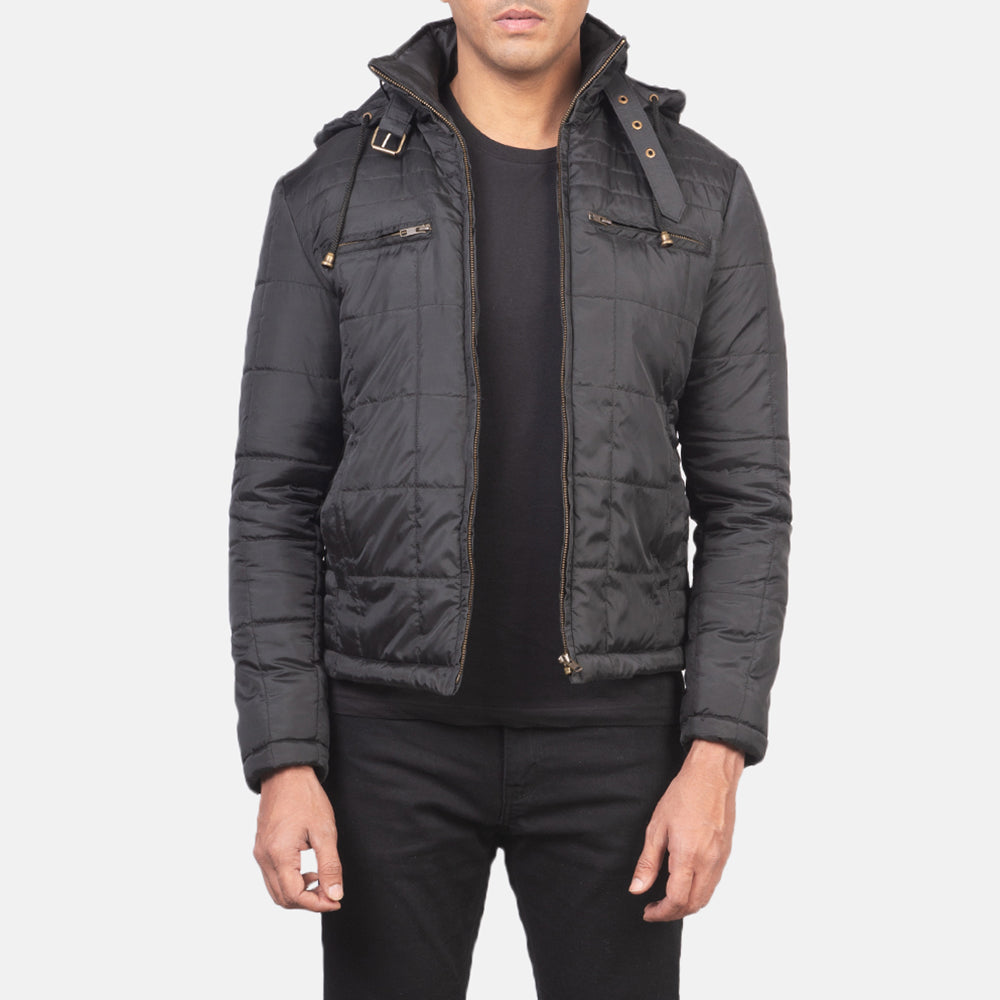 
Alps Quilted Black Windbreaker Jacket in Black Polyester - Vista frontal y silueta entallada | Comprar online