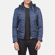 Men's Alps Quilted Blue Windbreaker Jacket in Blue Nylon - Vista frontal y silueta a medida | Comprar online