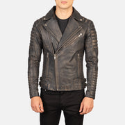 Armand Verde Chaqueta Biker de Cuero para Hombre – Vista alternativa del producto 3