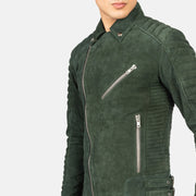 Armand Verde Chaqueta Biker de Cuero para Hombre – Vista alternativa del producto 6