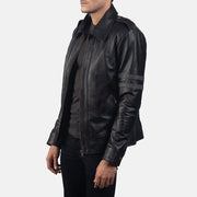 Black Cowhide Leather Biker Jacket - Vista trasera con ajuste entallado en hombros y bajo impecable