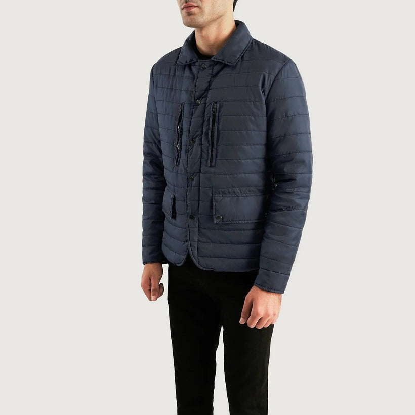 Bo Quilt Windbreaker Chaqueta de Cuero para Hombre
