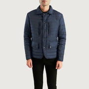 Men's Bo Quilt Windbreaker Chaqueta de Cuero para Hombre - Vista de perfil lateral con corte ergonómico de manga