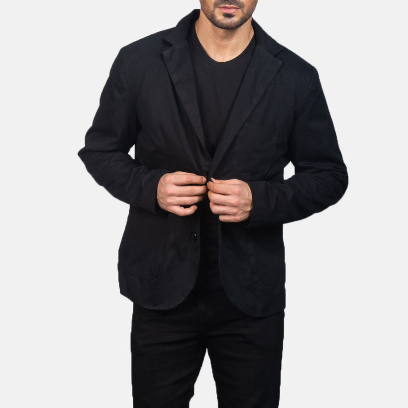 Borges Negro Blazer de Cuero para Hombre