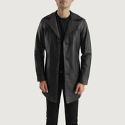 
Brawnton Negro Abrigo de Cuero para Hombre in Black Cowhide Leather - Vista frontal y silueta entallada | Comprar online