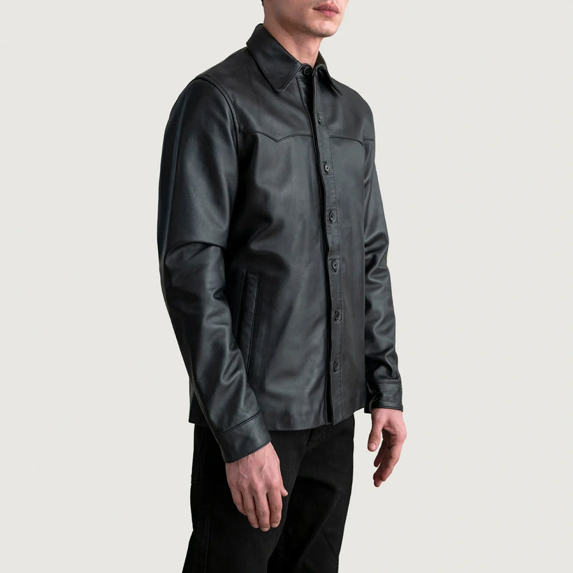 Bronco Negro Leather Shirt para Hombre