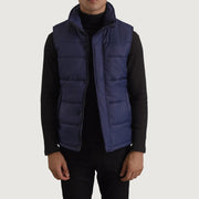 
Bryan Azul Chaleco acolchado para Hombre in Blue Full-Grain Leather - Vista frontal y silueta entallada | Comprar online