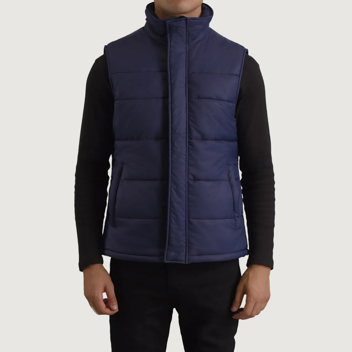 
Vista de detalle of Classic Collar & Zipper With Placket Hardware on Bryan Azul Chaleco acolchado para Hombre