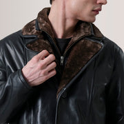 Authentic Sheepskin Leather with Semi-aniline Finish Grain Texture & Heavy-Duty Seam Stitching Detail