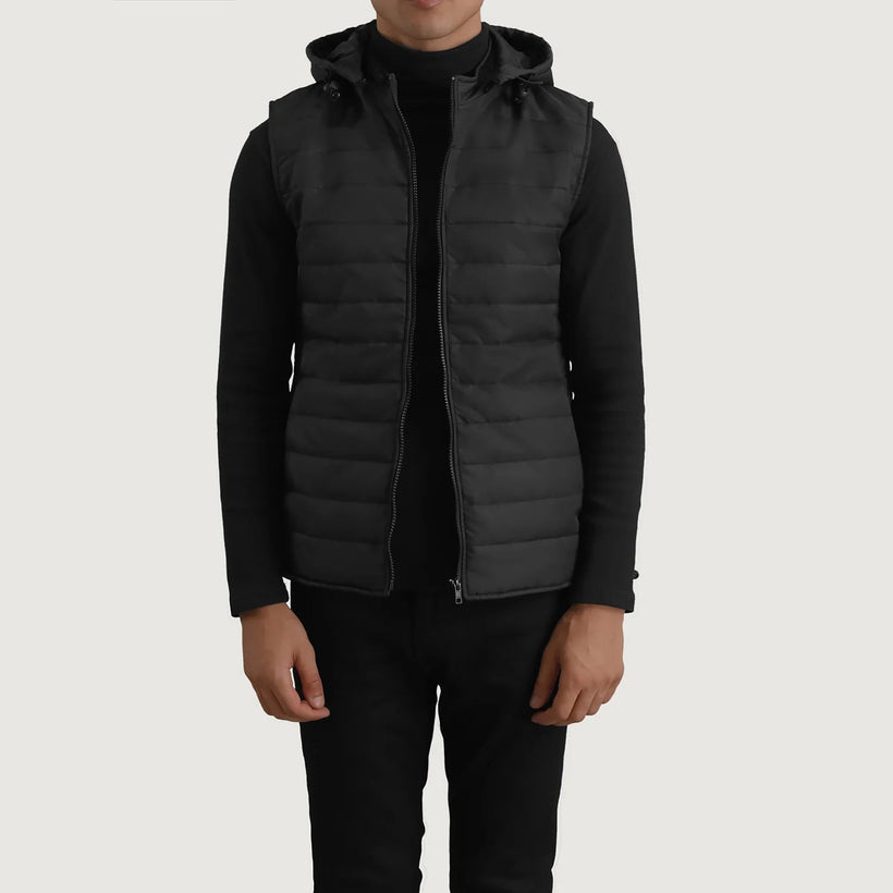 Carlo Negro Chaleco acolchado con capucha para Hombre