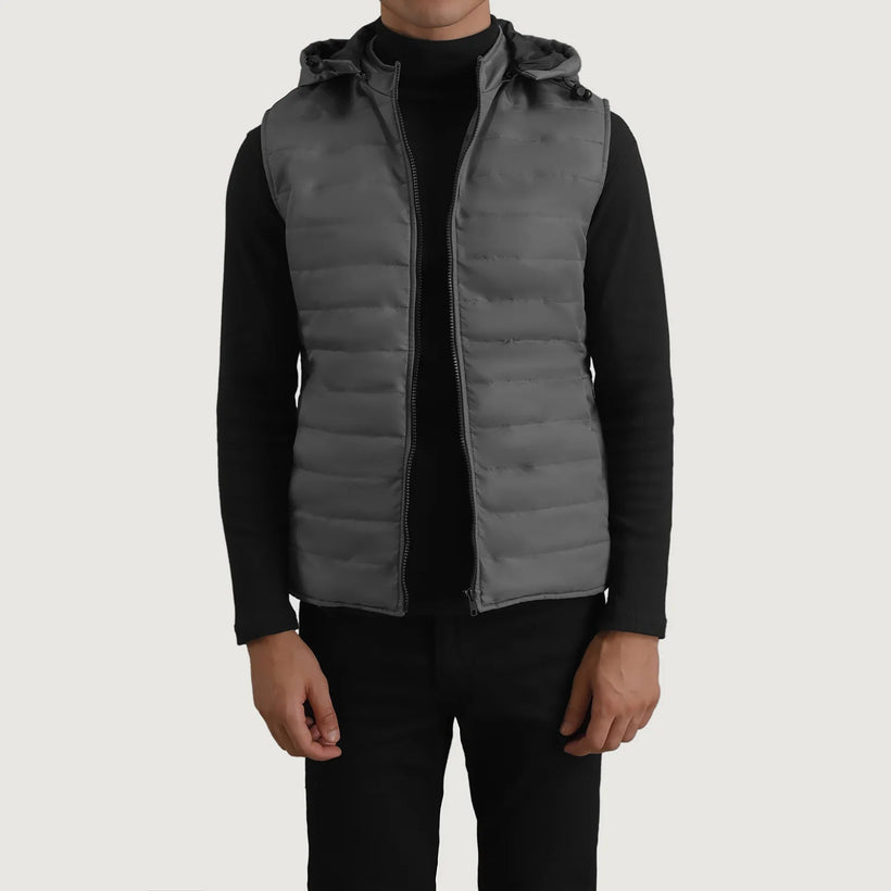 Carlo Gris Chaleco acolchado con capucha para Hombre