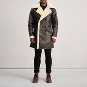 Charles Abrigo de Cuero Marrón Shearling Abrigo de Cuero para Hombre – Vista alternativa del producto 3