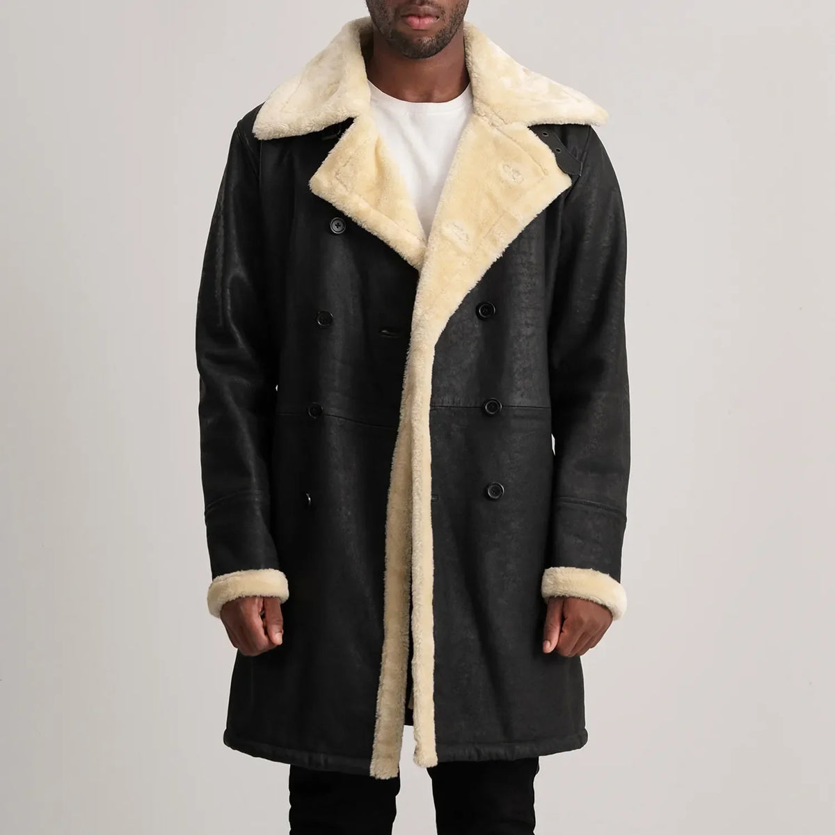 Charles Abrigo de Cuero Marrón Shearling Abrigo de Cuero para Hombre – Vista alternativa del producto 1