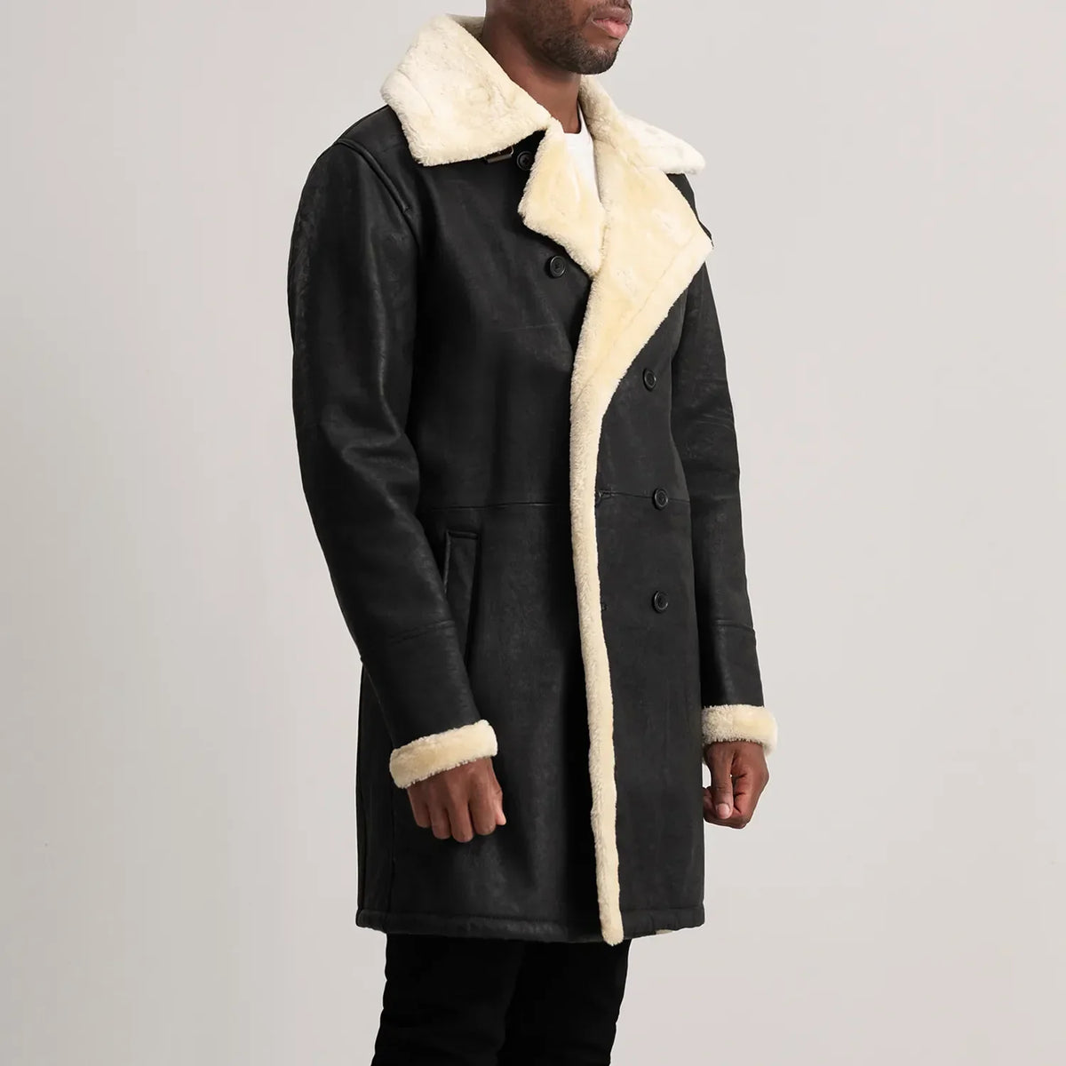 Charles Abrigo de Cuero Marrón Shearling Abrigo de Cuero para Hombre – Vista alternativa del producto 2