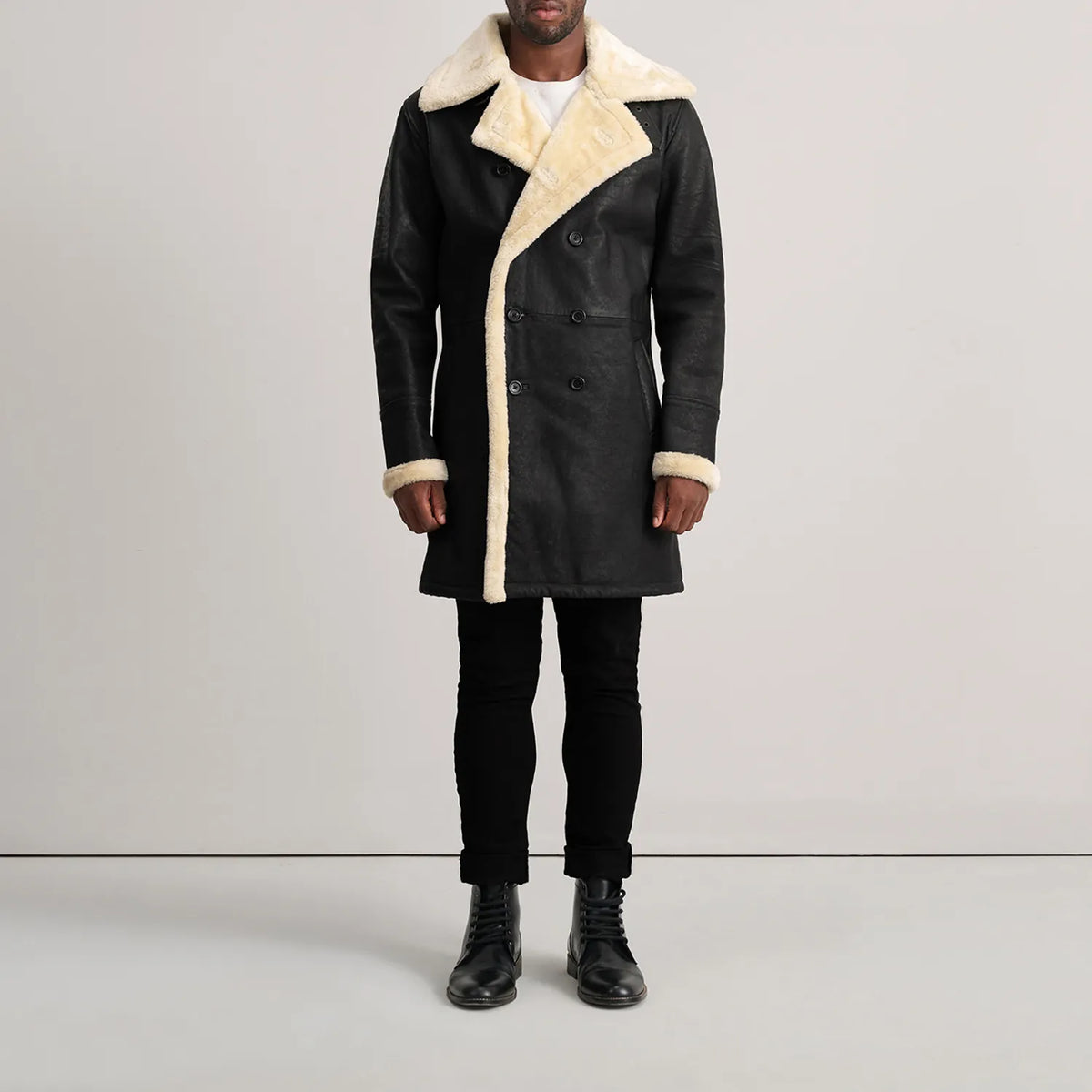 Charles Abrigo de Cuero Marrón Shearling Abrigo de Cuero para Hombre – Vista alternativa del producto 3