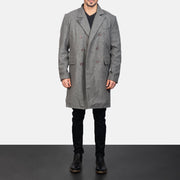 
Claud Grey Wool Double Breasted Coat in Grey Synthetic Wool - Vista frontal y silueta entallada | Comprar online
