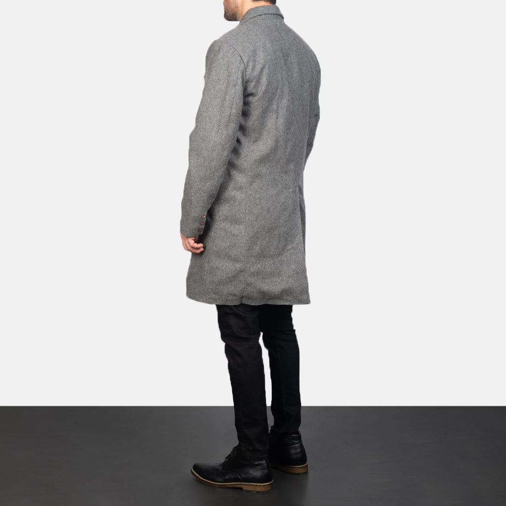 
Vista de detalle of Notch & Button Hardware on Claud Grey Wool Double Breasted Coat