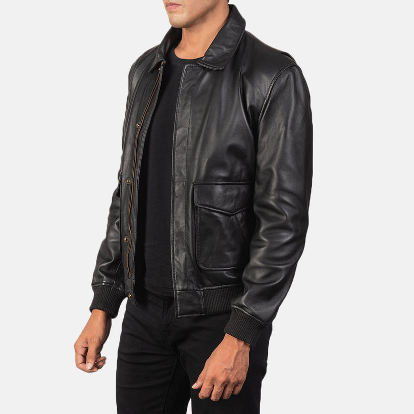 Coffmen Cazadora Bomber de Cuero para Hombre