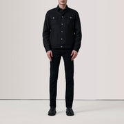 Black Waxed Cotton Canvas Leather Jacket - Vista trasera con ajuste entallado en hombros y bajo impecable