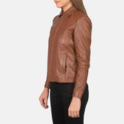 Brown Sheepskin leather Jacket - Vista trasera con ajuste entallado en hombros y bajo impecable
