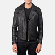 Men's Danny Quilted Brown Leather Biker Jacket in Distressed Brown Goatskin Leather - Vista frontal y silueta a medida | Comprar online