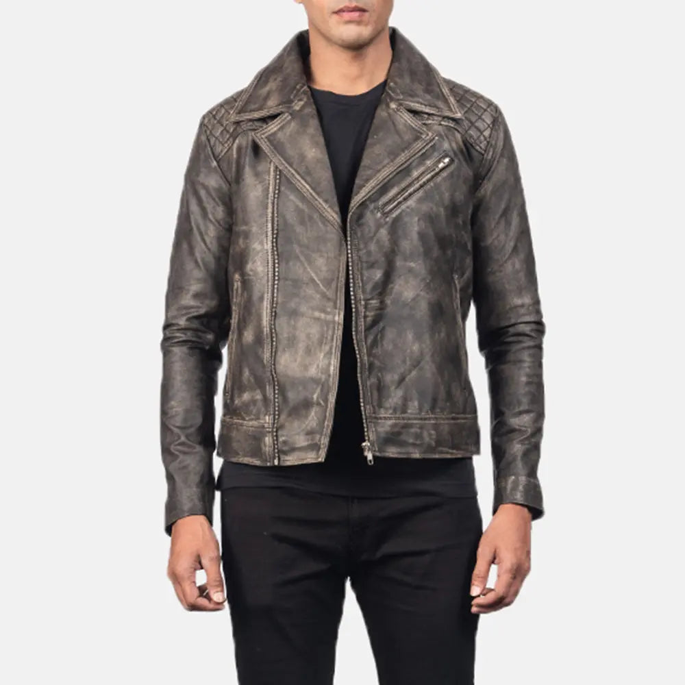 Danny Acolchado Chaqueta Biker de Cuero para Hombre – Vista alternativa del producto 4