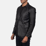 Black Sheepskin leather Blazer - Vista trasera con ajuste entallado en hombros y bajo impecable