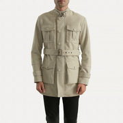 Dolf Off-Blanco Chaqueta de Gamuza para Hombre in Off-White Cowhide Suede - Vista frontal y silueta a medida | Comprar online