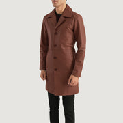 Brown Cowhide leather Coat - Vista trasera con ajuste entallado en hombros y bajo impecable