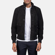 
Eaton Brown Suede Bomber Jacket in Brown Goatskin Suede - Vista frontal y silueta entallada | Comprar online