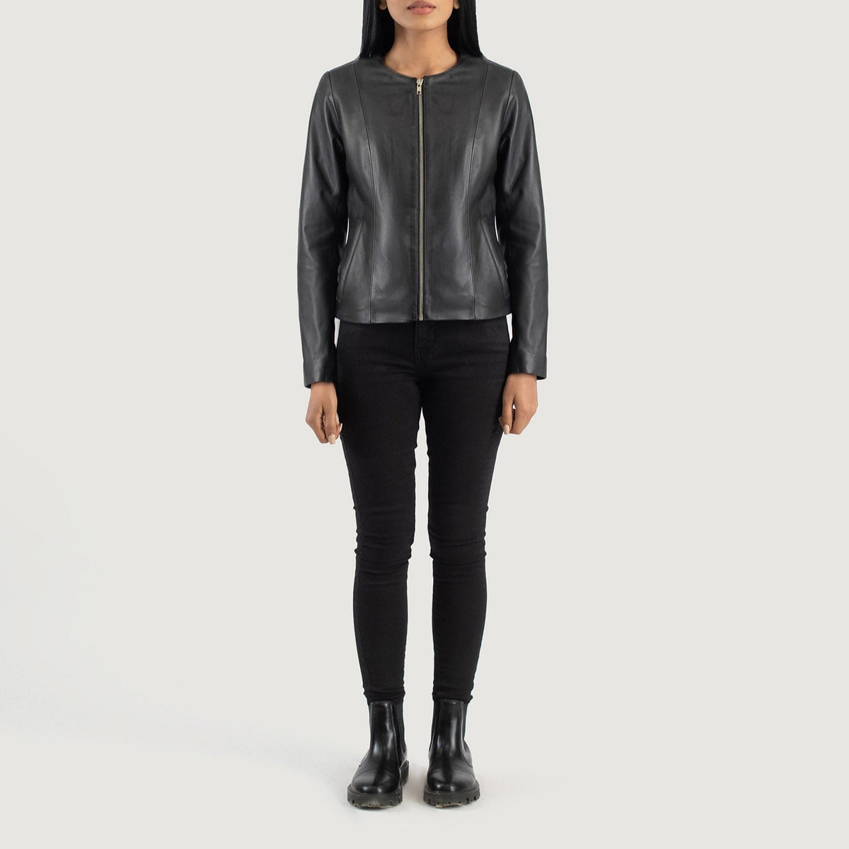 Elixir Collarless Chaqueta de Cuero para Mujer – Vista alternativa del producto 3