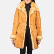
Erica Beige Leather Coat in Distressed Beige Goatskin Suede - Vista frontal y silueta entallada | Comprar online