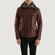 
Evan Hart Fur Marrón Chaqueta de Cuero para Hombre in Distressed Brown Sheepskin Burnishing - Vista frontal y silueta entallada | Comprar online