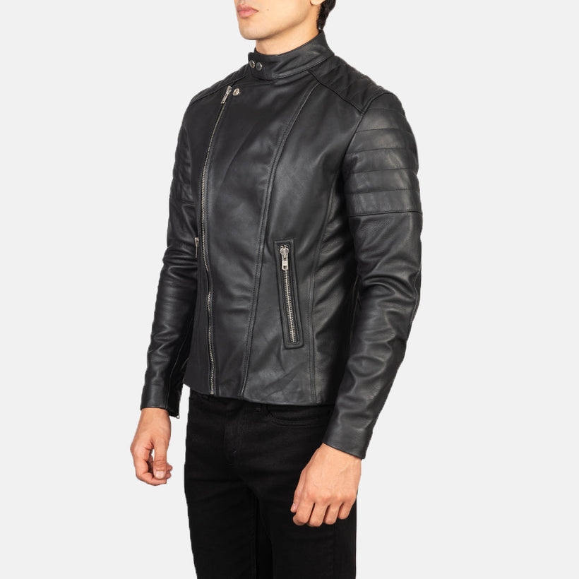 Faisor Mocha Chaqueta Biker de Cuero para Hombre