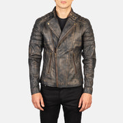 Faisor Mocha Chaqueta Biker de Cuero para Hombre – Vista alternativa del producto 1