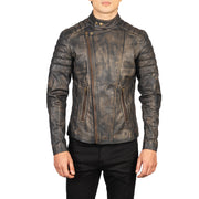 Faisor Mocha Chaqueta Biker de Cuero para Hombre – Vista alternativa del producto 4