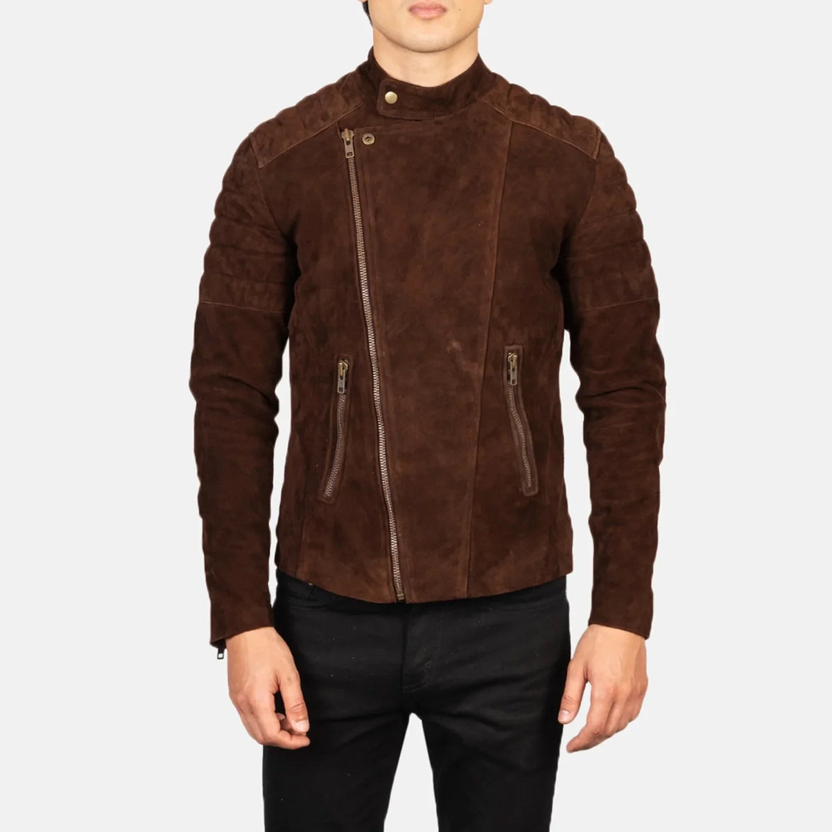 Faisor Mocha Chaqueta Biker de Cuero para Hombre – Vista alternativa del producto 4