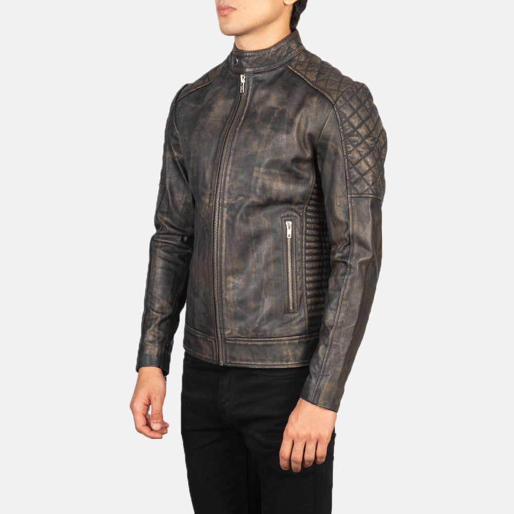 Fernando Acolchado Chaqueta Biker de Cuero para Hombre – Vista alternativa del producto 2