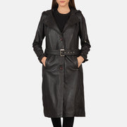 
Fixon Hooded Marrón Gabardina Trench de Cuero para Mujer in Brown Sheepskin Leather - Vista frontal y silueta entallada | Comprar online
