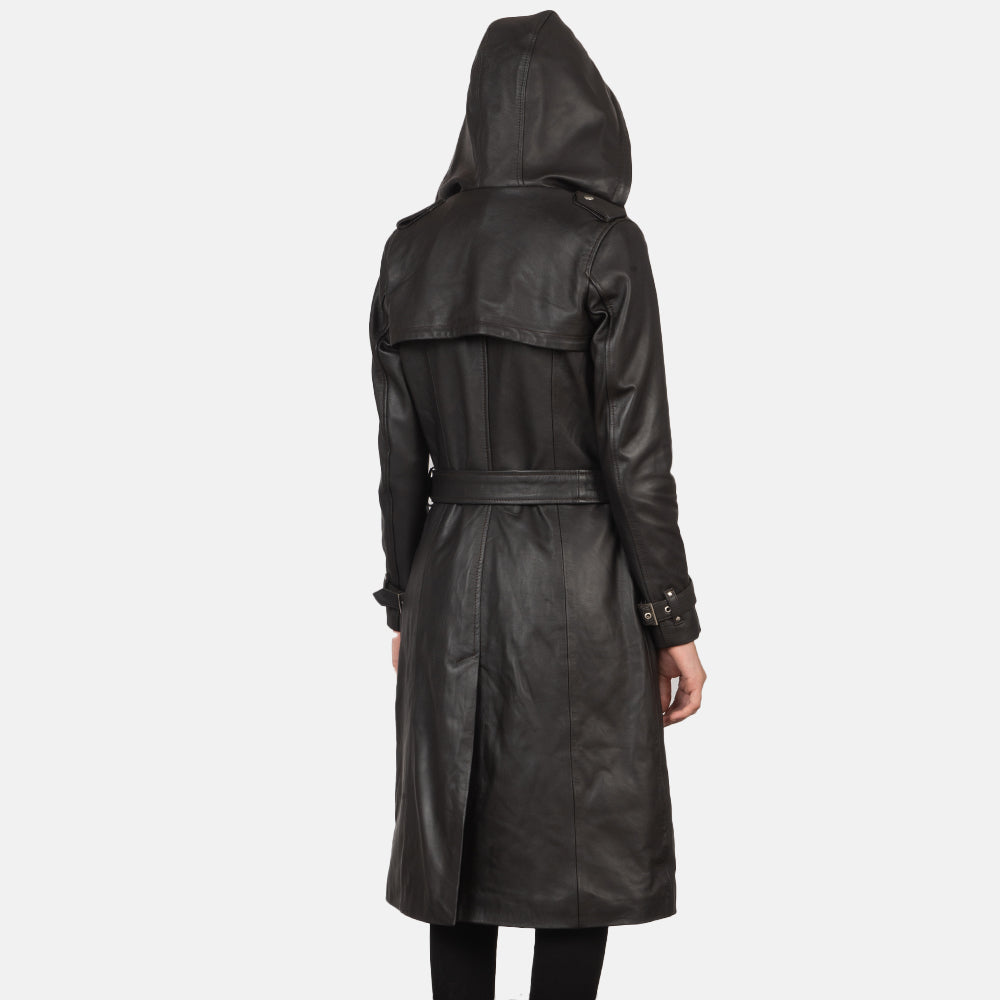 Vista de detalle of Hooded & Button + Belt Hardware on Fixon Hooded Brown Trench Coat