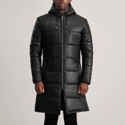 
Vista de detalle of Hooded & Zipper Hardware on Floyd Tan Hooded Leather Puffer Coat