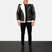 Francis B-3 Negro Cazadora Bomber de Cuero para Hombre – Vista alternativa del producto 3