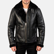 Francis B-3 Negro Cazadora Bomber de Cuero para Hombre – Vista alternativa del producto 4