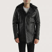 
Furcliff Negro Abrigo de Cuero para Hombre in Black Sheepskin Leather - Vista frontal y silueta entallada | Comprar online