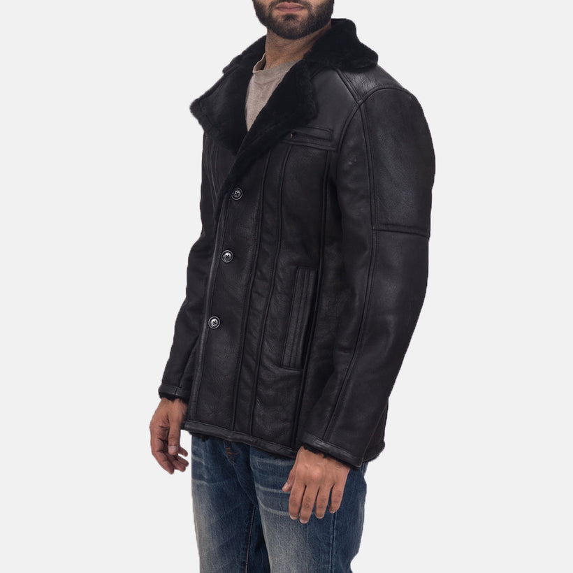 Furcliff Double Face Shearling Abrigo de Cuero para Hombre