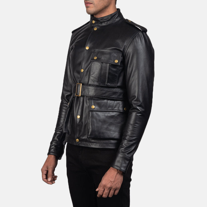 Germain Negro Chaqueta de Cuero para Hombre
