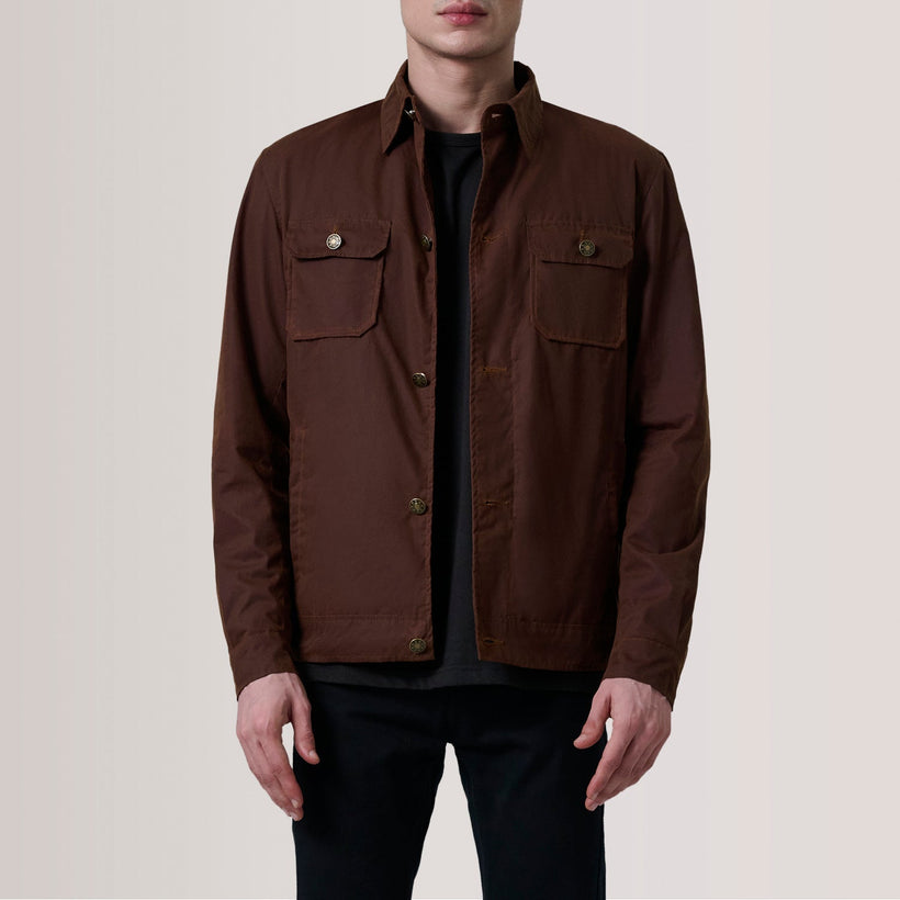 Irwin Marrón Waxed Canvas Field Chaqueta de Cuero para Hombre