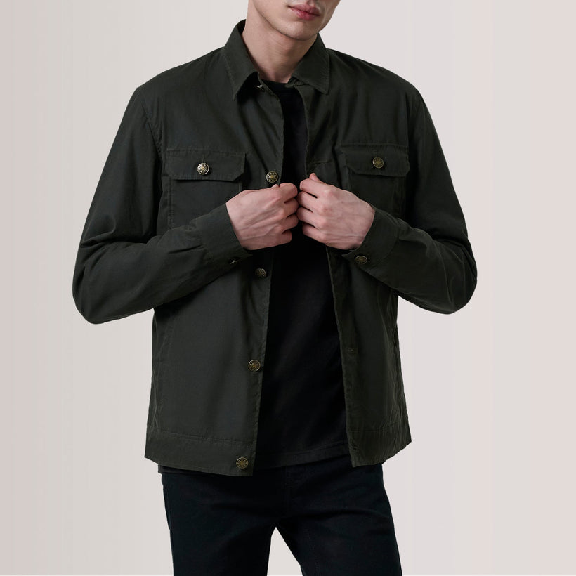 Irwin Olive Waxed Canvas Field Chaqueta de Cuero para Hombre